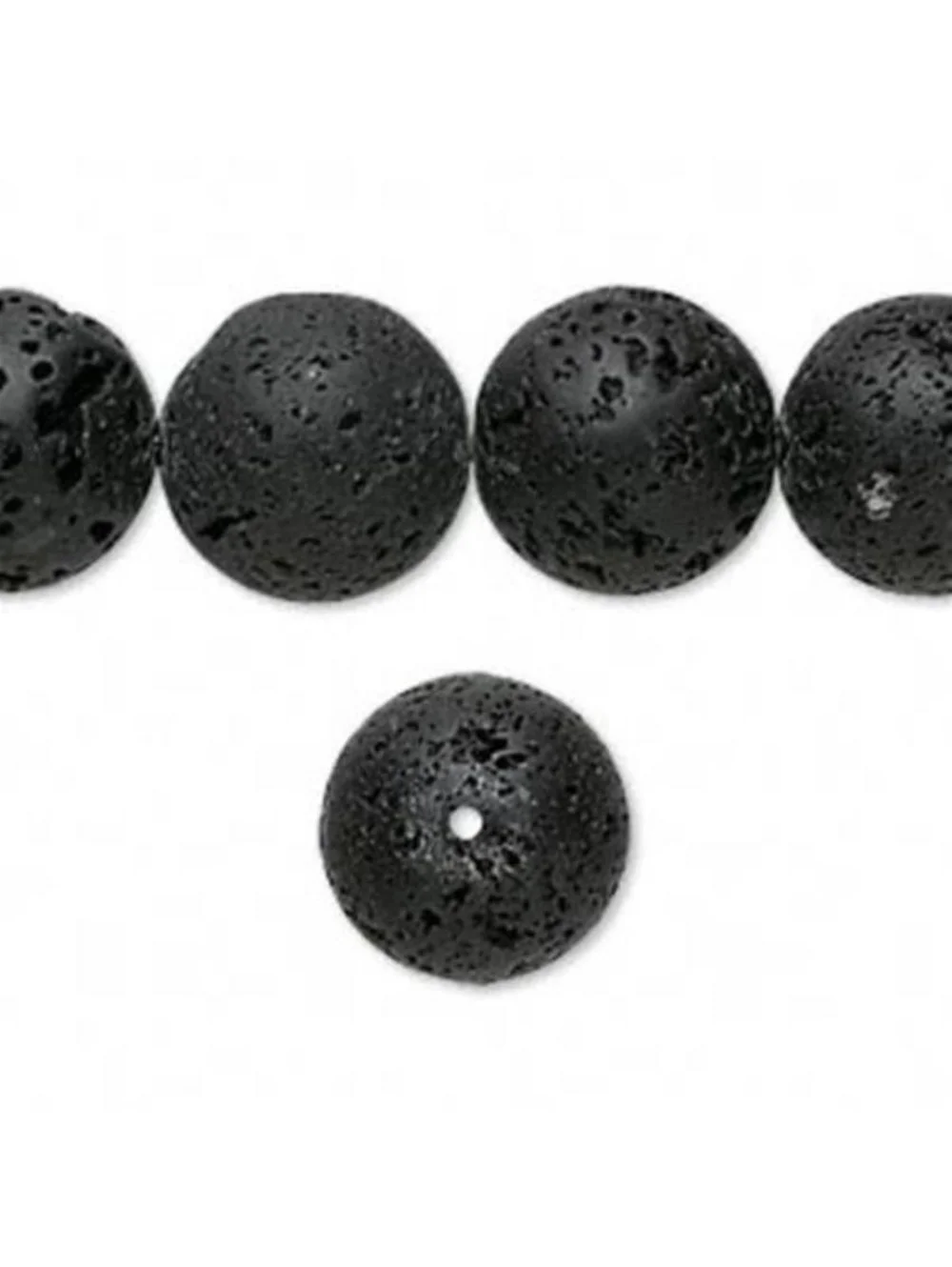 4 Natural Black Lava Rock Gemstone 14mm XL Round Beads